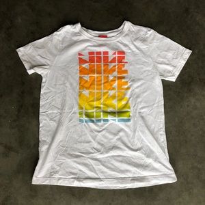 White Nike color faded logo shirt